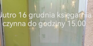 Dnia 16 grudnia księgarnia czynna do godziny 15.00